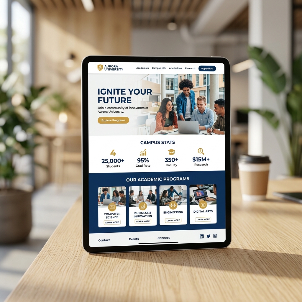 College Website landing page mockup